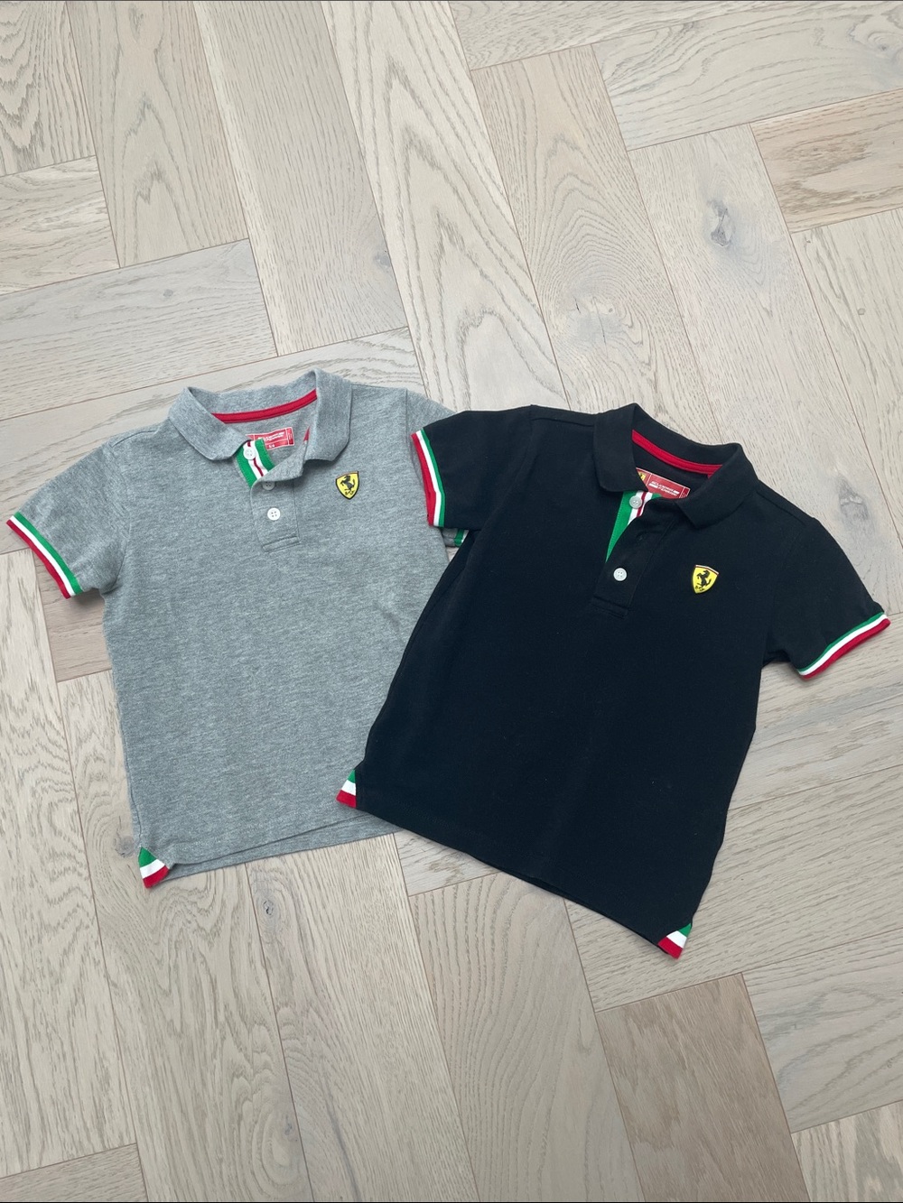 Ferrari Kids Polo Shirts in Black and Gray with Italian Trim